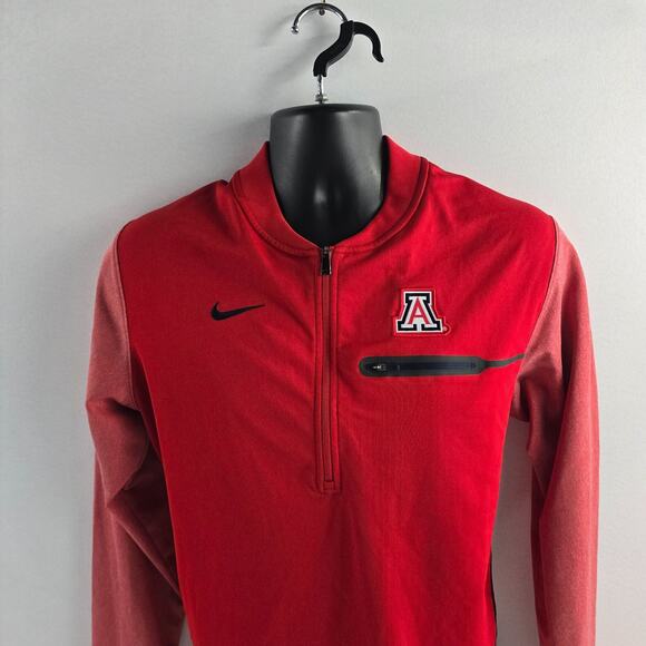 Nike Dri-FIT University of Arizona Wildcats 1/4 Zip Pullover Jacket Red Men’s Me - Picture 2 of 10